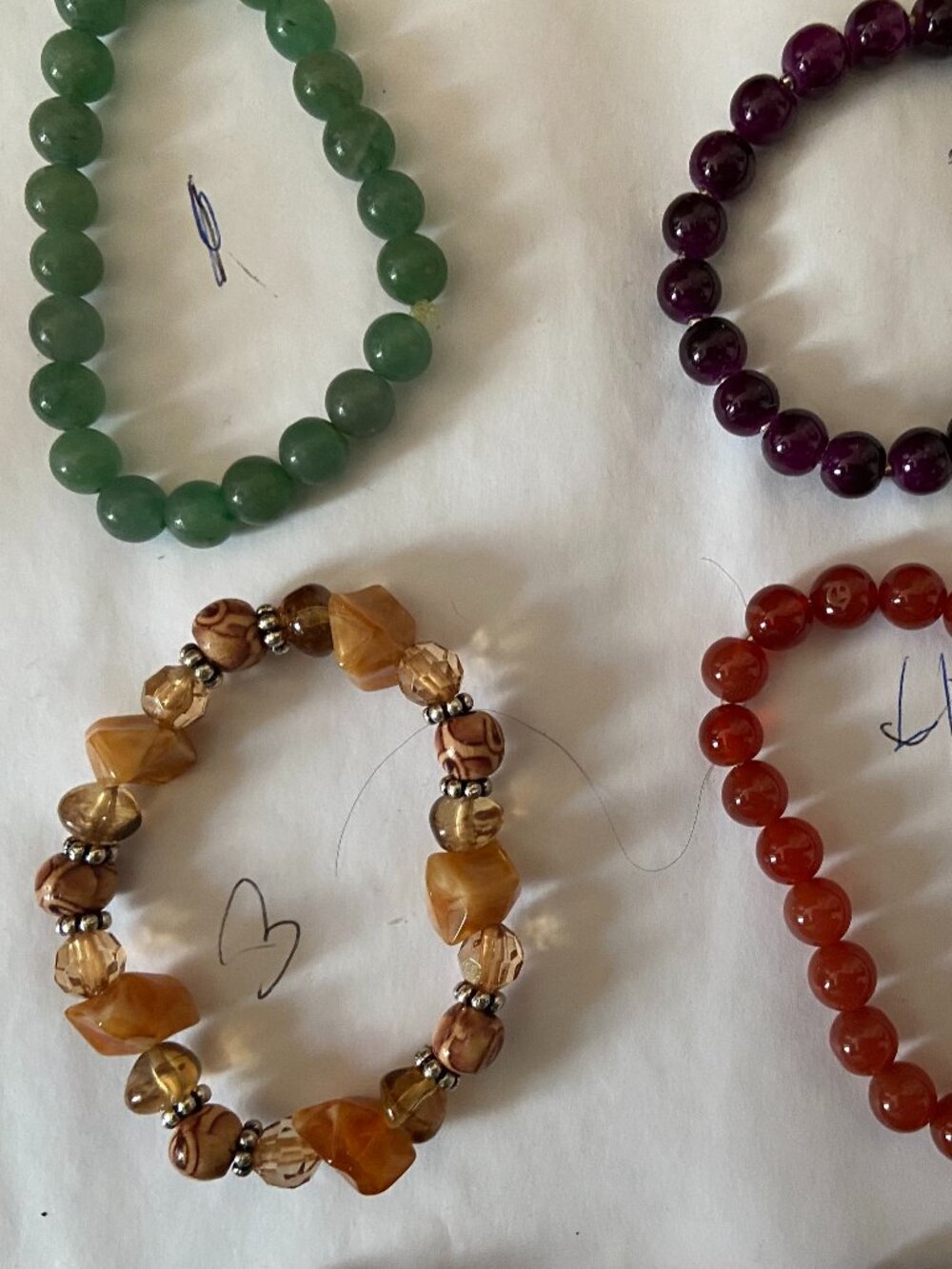 10 Assorted Beaded Bracelets Carnelian Red Agate, Aventurine, Garnet and more